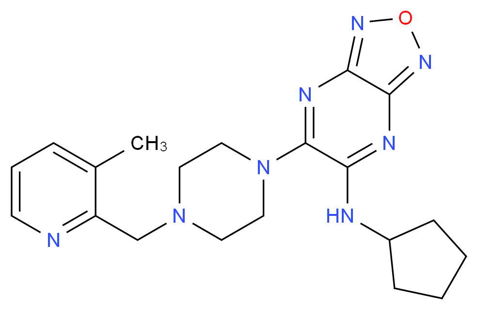 N-cyclopentyl-6-{4-[(3-methyl-2-pyridinyl)methyl]-1-piperazinyl}[1,2,5]oxadiazolo[3,4-b]pyrazin-5-amine_Molecular_structure_CAS_)