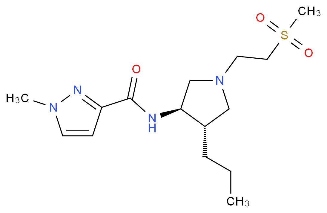 1-methyl-N-{(3R*,4S*)-1-[2-(methylsulfonyl)ethyl]-4-propyl-3-pyrrolidinyl}-1H-pyrazole-3-carboxamide_Molecular_structure_CAS_)