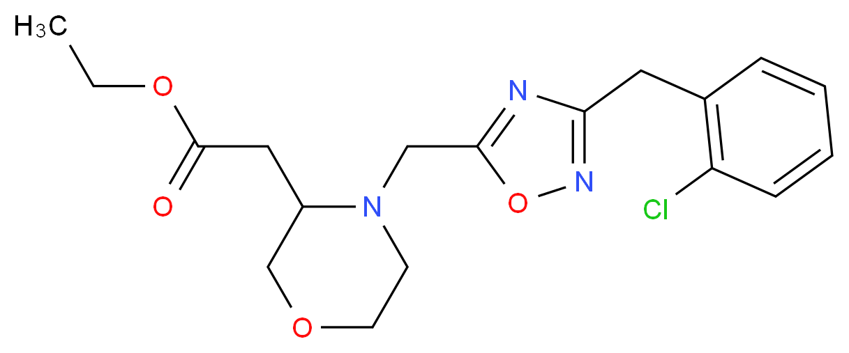 ethyl (4-{[3-(2-chlorobenzyl)-1,2,4-oxadiazol-5-yl]methyl}-3-morpholinyl)acetate_Molecular_structure_CAS_)