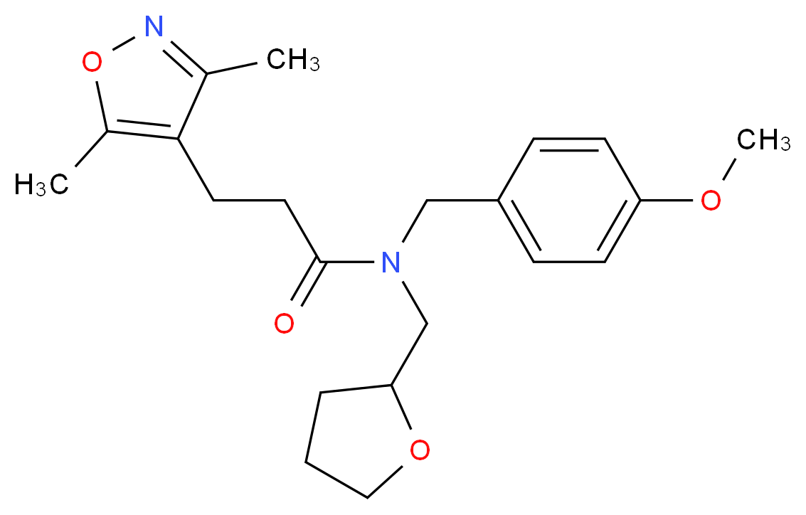 3-(3,5-dimethylisoxazol-4-yl)-N-(4-methoxybenzyl)-N-(tetrahydrofuran-2-ylmethyl)propanamide_Molecular_structure_CAS_)