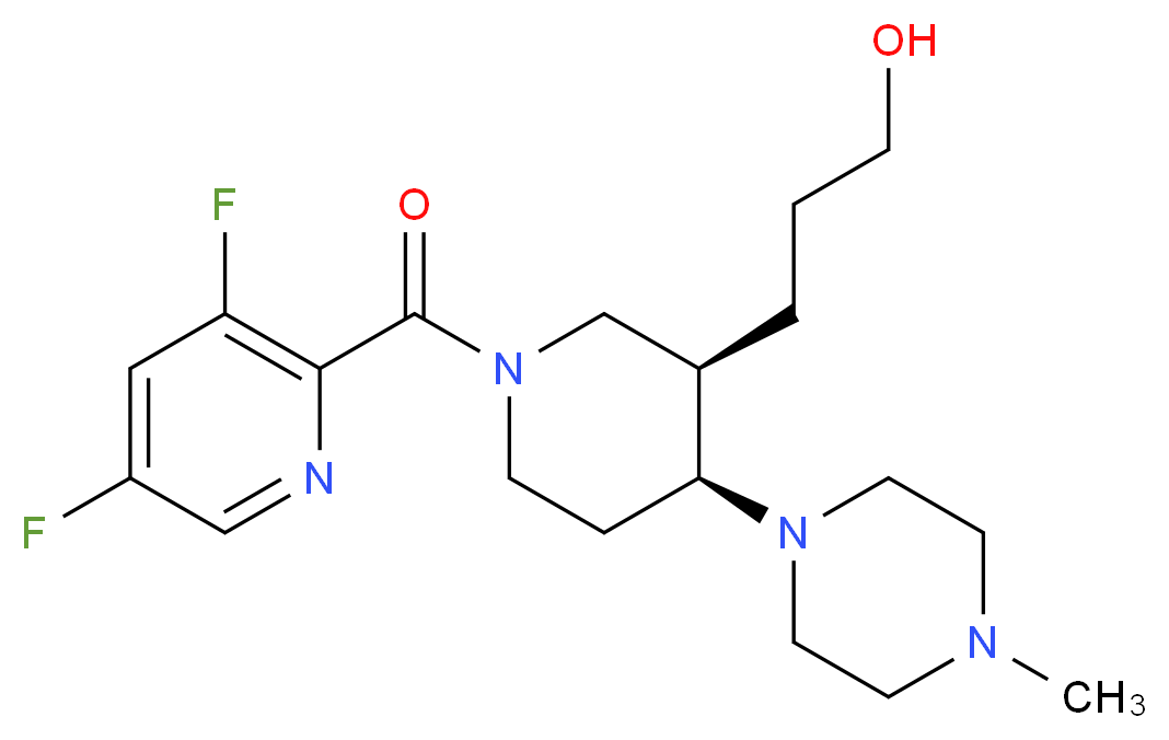 3-[(3R*,4S*)-1-[(3,5-difluoropyridin-2-yl)carbonyl]-4-(4-methylpiperazin-1-yl)piperidin-3-yl]propan-1-ol_Molecular_structure_CAS_)