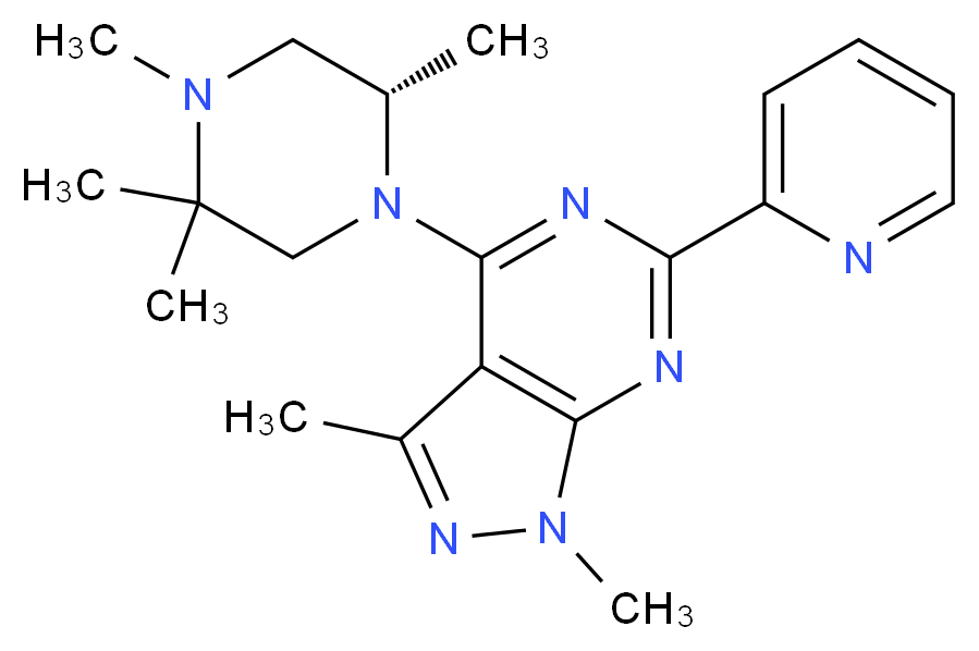 1,3-dimethyl-6-pyridin-2-yl-4-[(2S)-2,4,5,5-tetramethylpiperazin-1-yl]-1H-pyrazolo[3,4-d]pyrimidine_Molecular_structure_CAS_)