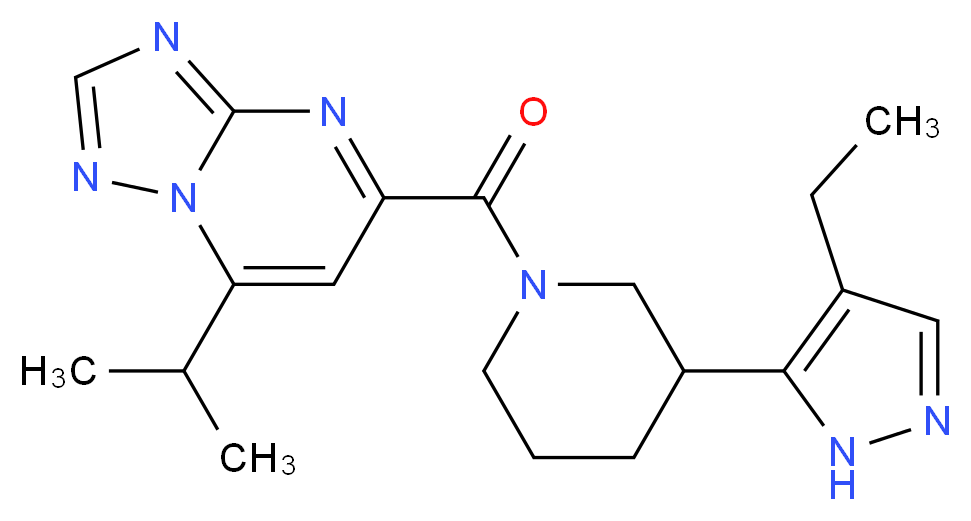 5-{[3-(4-ethyl-1H-pyrazol-5-yl)piperidin-1-yl]carbonyl}-7-isopropyl[1,2,4]triazolo[1,5-a]pyrimidine_Molecular_structure_CAS_)