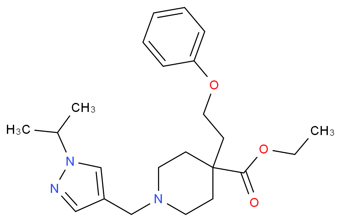 ethyl 1-[(1-isopropyl-1H-pyrazol-4-yl)methyl]-4-(2-phenoxyethyl)-4-piperidinecarboxylate_Molecular_structure_CAS_)