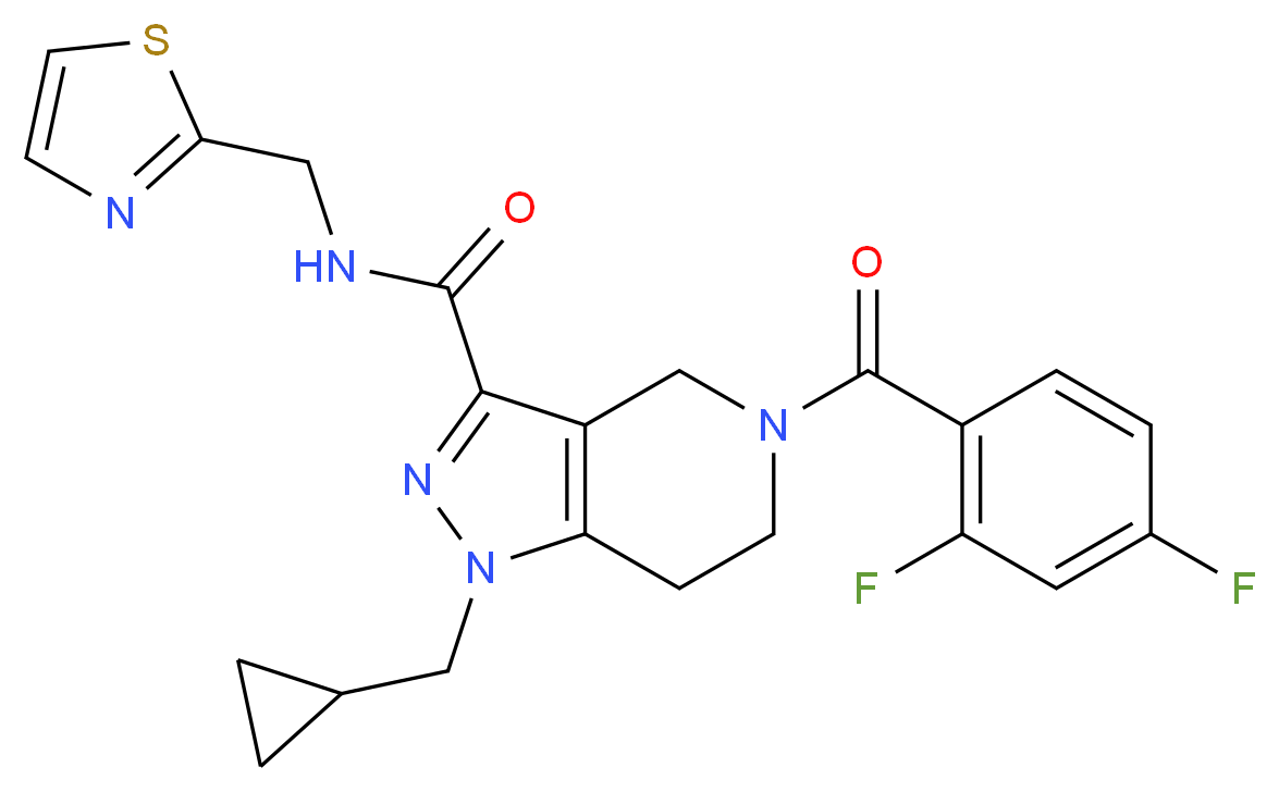 1-(cyclopropylmethyl)-5-(2,4-difluorobenzoyl)-N-(1,3-thiazol-2-ylmethyl)-4,5,6,7-tetrahydro-1H-pyrazolo[4,3-c]pyridine-3-carboxamide_Molecular_structure_CAS_)