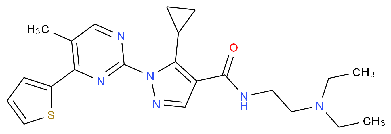 5-cyclopropyl-N-[2-(diethylamino)ethyl]-1-[5-methyl-4-(2-thienyl)-2-pyrimidinyl]-1H-pyrazole-4-carboxamide_Molecular_structure_CAS_)