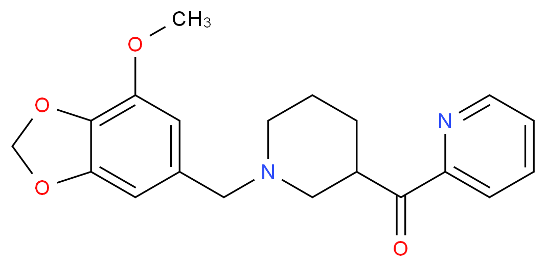 {1-[(7-methoxy-1,3-benzodioxol-5-yl)methyl]piperidin-3-yl}(pyridin-2-yl)methanone_Molecular_structure_CAS_)