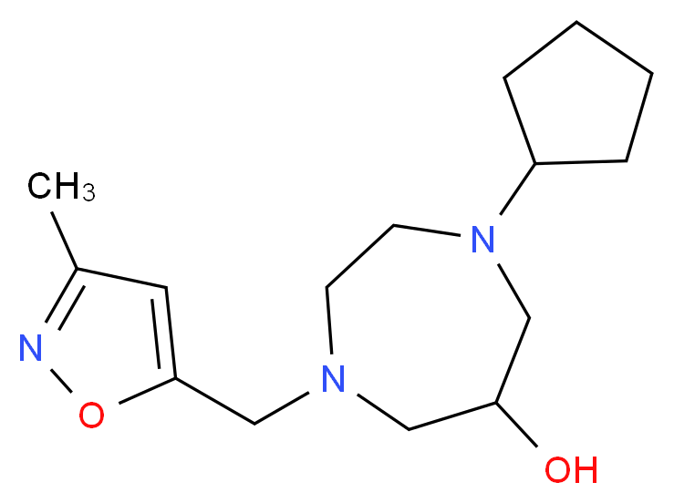 1-cyclopentyl-4-[(3-methylisoxazol-5-yl)methyl]-1,4-diazepan-6-ol_Molecular_structure_CAS_)