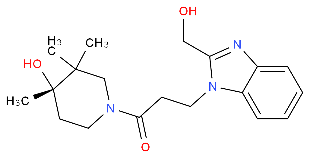 (4S*)-1-{3-[2-(hydroxymethyl)-1H-benzimidazol-1-yl]propanoyl}-3,3,4-trimethylpiperidin-4-ol_Molecular_structure_CAS_)