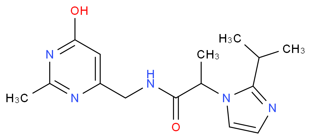 N-[(6-hydroxy-2-methyl-4-pyrimidinyl)methyl]-2-(2-isopropyl-1H-imidazol-1-yl)propanamide_Molecular_structure_CAS_)