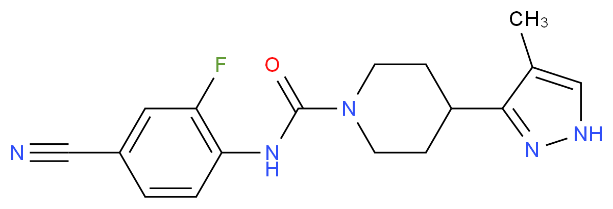 N-(4-cyano-2-fluorophenyl)-4-(4-methyl-1H-pyrazol-3-yl)piperidine-1-carboxamide_Molecular_structure_CAS_)