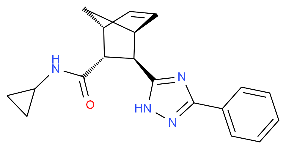 (1R*,2R*,3R*,4S*)-N-cyclopropyl-3-(3-phenyl-1H-1,2,4-triazol-5-yl)bicyclo[2.2.1]hept-5-ene-2-carboxamide_Molecular_structure_CAS_)