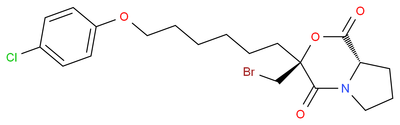 3-Bromomethyl-3-[6-(4-chlorophenoxyl)-hexyl]-tetrahydropyrrolo[2,1-c][1,4]oxazine-1,4-dione_Molecular_structure_CAS_467235-26-3)