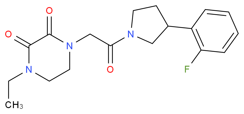 1-ethyl-4-{2-[3-(2-fluorophenyl)pyrrolidin-1-yl]-2-oxoethyl}piperazine-2,3-dione_Molecular_structure_CAS_)