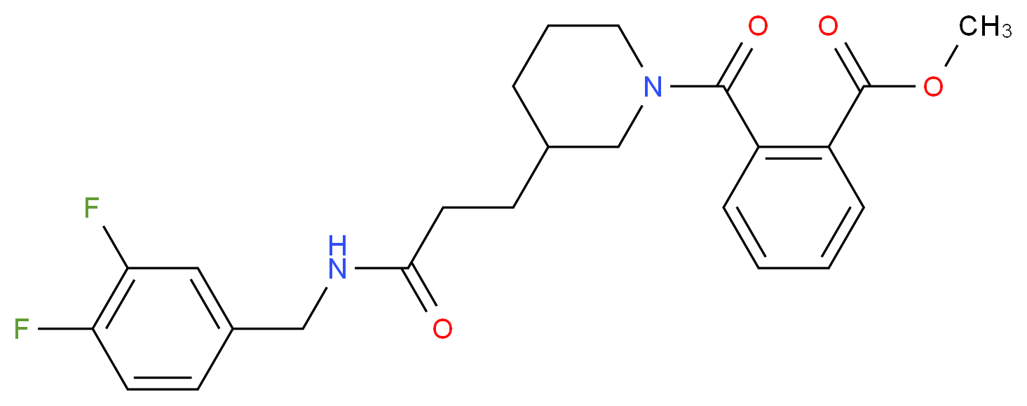 methyl 2-[(3-{3-[(3,4-difluorobenzyl)amino]-3-oxopropyl}-1-piperidinyl)carbonyl]benzoate_Molecular_structure_CAS_)