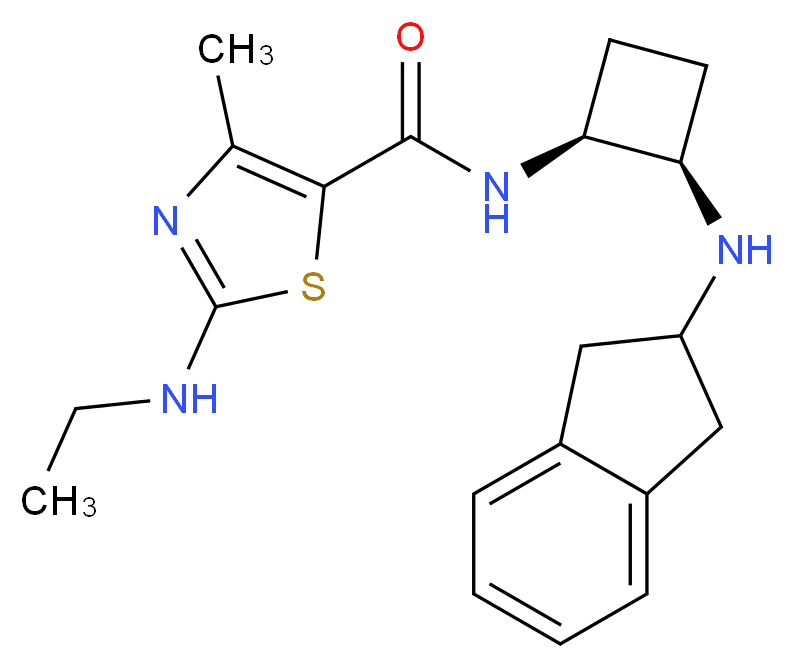 N-[(1S*,2R*)-2-(2,3-dihydro-1H-inden-2-ylamino)cyclobutyl]-2-(ethylamino)-4-methyl-1,3-thiazole-5-carboxamide_Molecular_structure_CAS_)