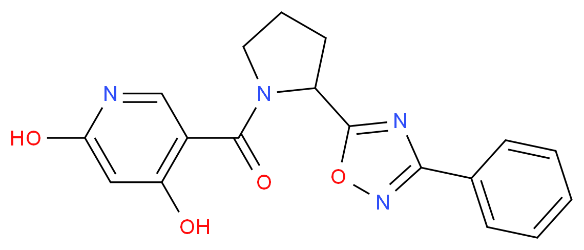 5-{[2-(3-phenyl-1,2,4-oxadiazol-5-yl)-1-pyrrolidinyl]carbonyl}-2,4-pyridinediol_Molecular_structure_CAS_)