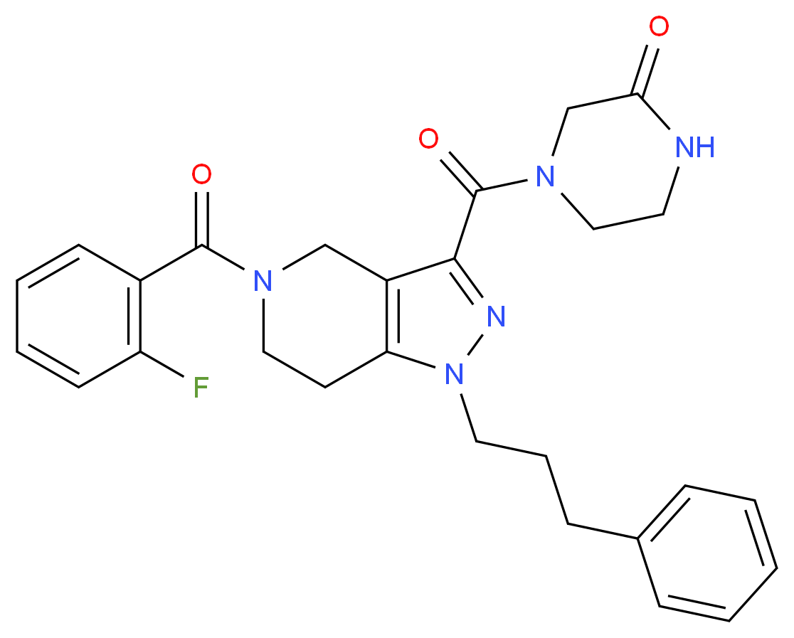 4-{[5-(2-fluorobenzoyl)-1-(3-phenylpropyl)-4,5,6,7-tetrahydro-1H-pyrazolo[4,3-c]pyridin-3-yl]carbonyl}-2-piperazinone_Molecular_structure_CAS_)