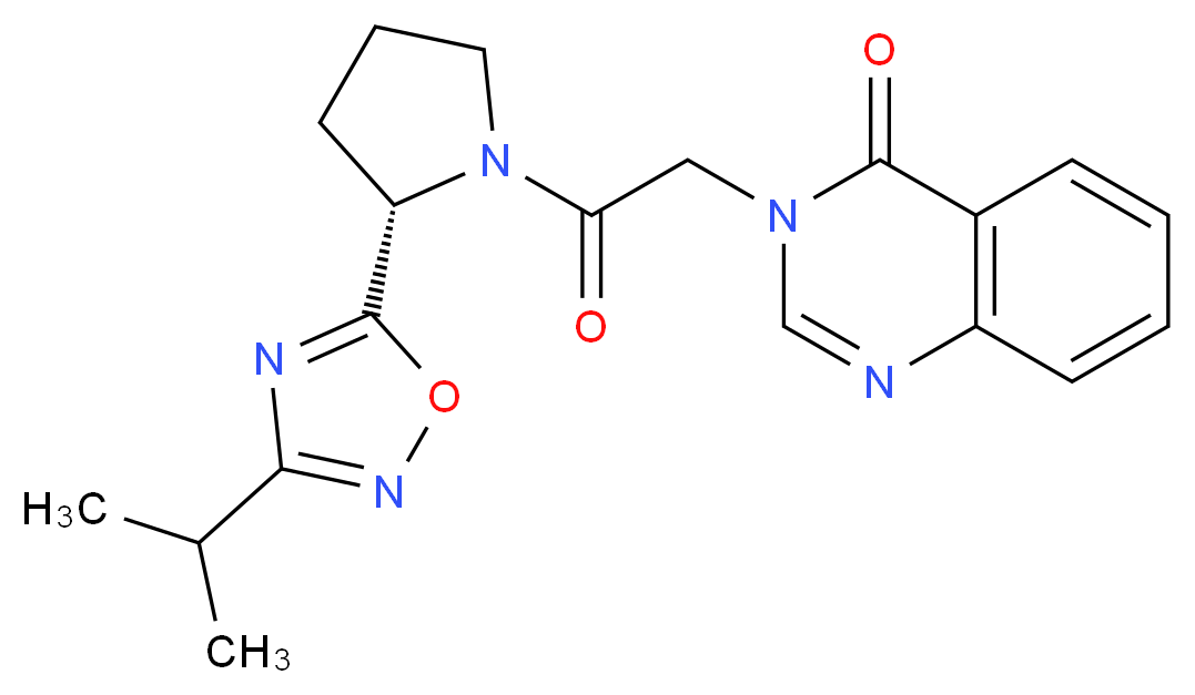 3-{2-[(2S)-2-(3-isopropyl-1,2,4-oxadiazol-5-yl)-1-pyrrolidinyl]-2-oxoethyl}-4(3H)-quinazolinone_Molecular_structure_CAS_)