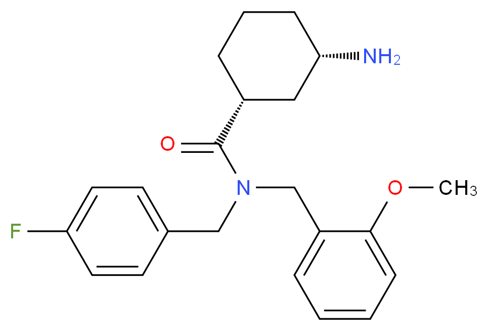 (1R*,3S*)-3-amino-N-(4-fluorobenzyl)-N-(2-methoxybenzyl)cyclohexanecarboxamide_Molecular_structure_CAS_)