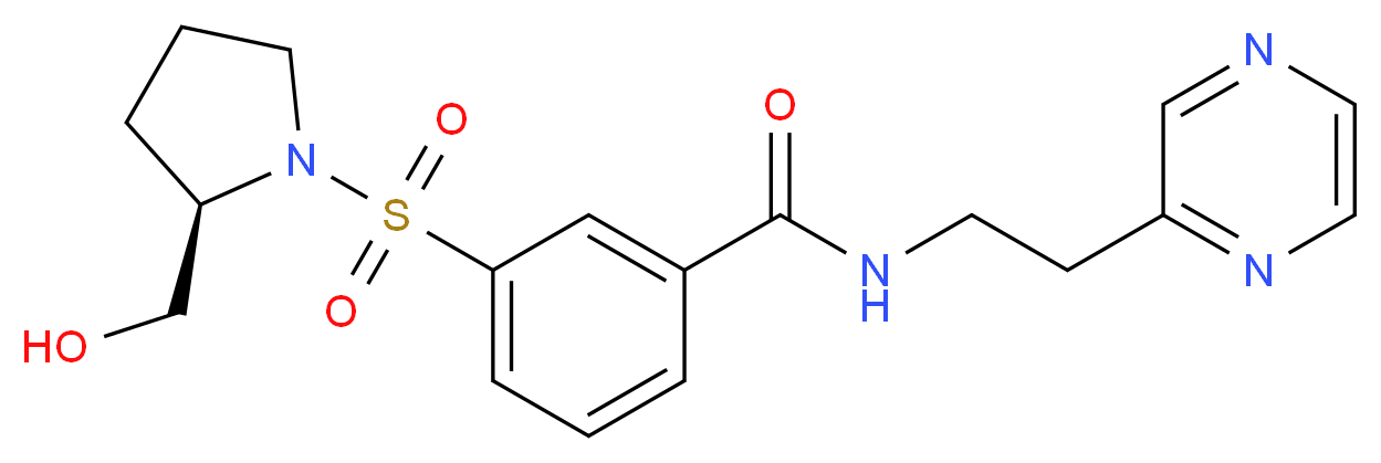 3-{[(2R)-2-(hydroxymethyl)pyrrolidin-1-yl]sulfonyl}-N-(2-pyrazin-2-ylethyl)benzamide_Molecular_structure_CAS_)