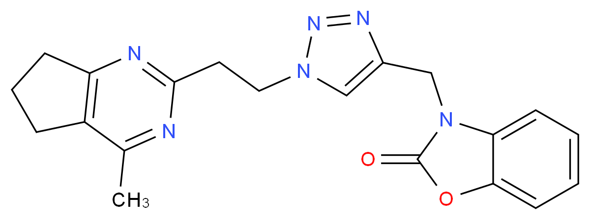 3-({1-[2-(4-methyl-6,7-dihydro-5H-cyclopenta[d]pyrimidin-2-yl)ethyl]-1H-1,2,3-triazol-4-yl}methyl)-1,3-benzoxazol-2(3H)-one_Molecular_structure_CAS_)