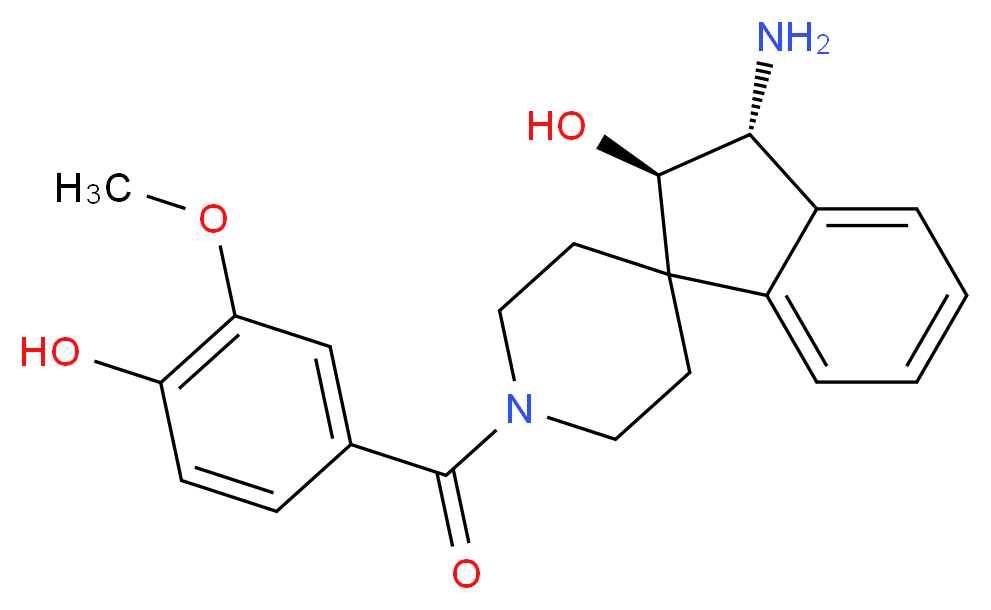 (2R*,3R*)-3-amino-1'-(4-hydroxy-3-methoxybenzoyl)-2,3-dihydrospiro[indene-1,4'-piperidin]-2-ol_Molecular_structure_CAS_)