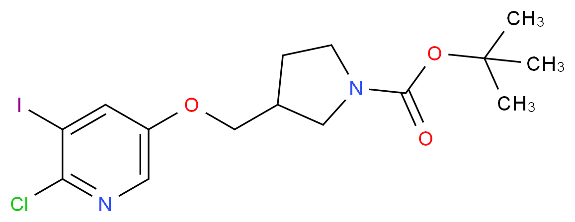 tert-Butyl 3-((6-chloro-5-iodopyridin-3-yloxy)-methyl)pyrrolidine-1-carboxylate_Molecular_structure_CAS_)