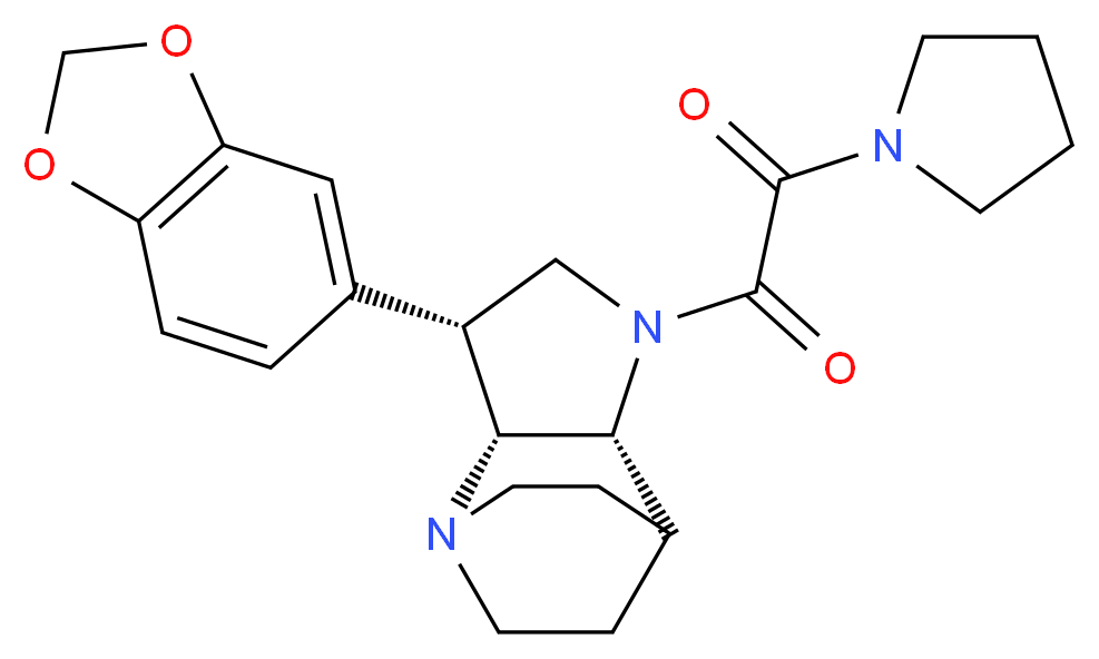 (3R*,3aR*,7aR*)-3-(1,3-benzodioxol-5-yl)-1-[oxo(pyrrolidin-1-yl)acetyl]octahydro-4,7-ethanopyrrolo[3,2-b]pyridine_Molecular_structure_CAS_)