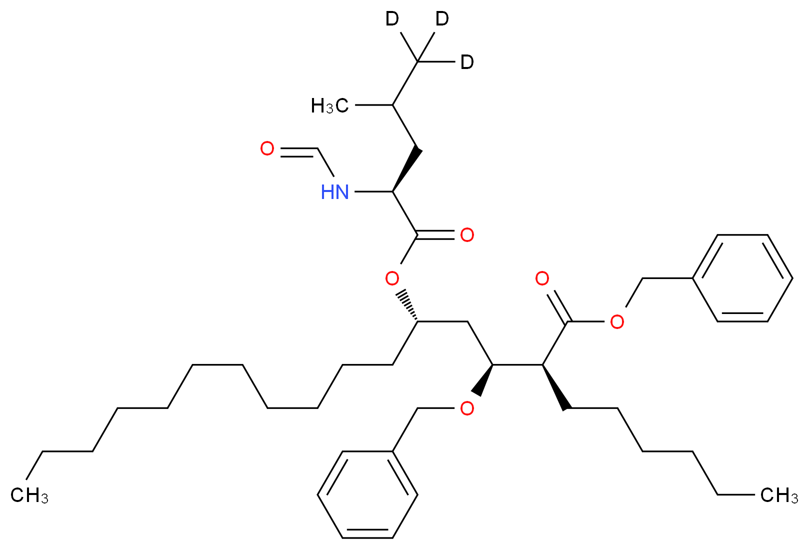 Benzyl (2S,3S,5S)-2-Hexyl-3-benzyloxy-5-[[(S)-2-(formylamino)-4-(methyl-d3)-pentanoyl]oxy]hexadecanoate_Molecular_structure_CAS_1356931-00-4)