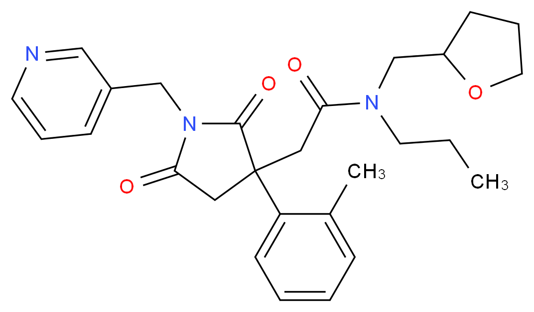 2-[3-(2-methylphenyl)-2,5-dioxo-1-(3-pyridinylmethyl)-3-pyrrolidinyl]-N-propyl-N-(tetrahydro-2-furanylmethyl)acetamide_Molecular_structure_CAS_)