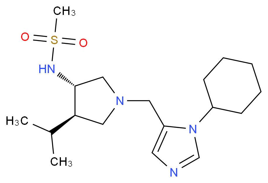 N-{(3S*,4R*)-1-[(1-cyclohexyl-1H-imidazol-5-yl)methyl]-4-isopropylpyrrolidin-3-yl}methanesulfonamide_Molecular_structure_CAS_)