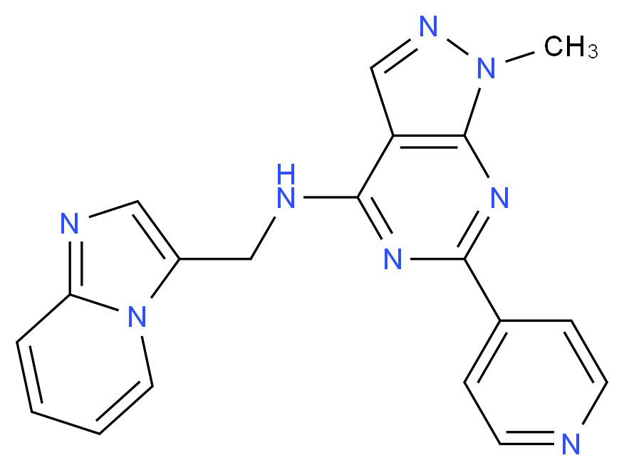 N-(imidazo[1,2-a]pyridin-3-ylmethyl)-1-methyl-6-(4-pyridinyl)-1H-pyrazolo[3,4-d]pyrimidin-4-amine_Molecular_structure_CAS_)