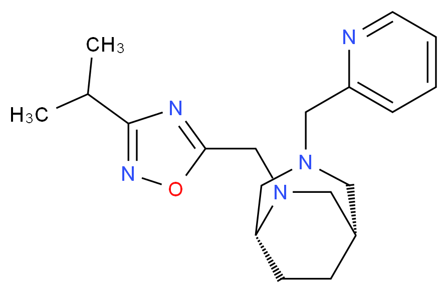 (1S*,5R*)-6-[(3-isopropyl-1,2,4-oxadiazol-5-yl)methyl]-3-(pyridin-2-ylmethyl)-3,6-diazabicyclo[3.2.2]nonane_Molecular_structure_CAS_)