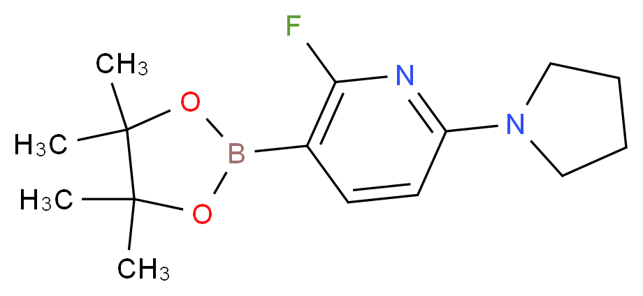 2-Fluoro-6-(pyrrolidin-1-yl)-3-(4,4,5,5-tetramethyl-1,3,2-dioxaborolan-2-yl)pyridine_Molecular_structure_CAS_)