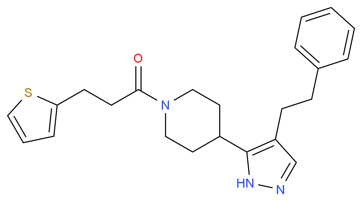 4-[4-(2-phenylethyl)-1H-pyrazol-5-yl]-1-[3-(2-thienyl)propanoyl]piperidine_Molecular_structure_CAS_)