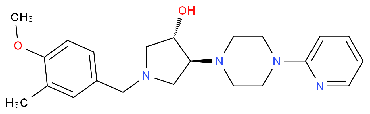 (3S*,4S*)-1-(4-methoxy-3-methylbenzyl)-4-[4-(2-pyridinyl)-1-piperazinyl]-3-pyrrolidinol_Molecular_structure_CAS_)