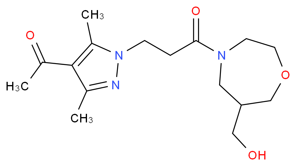 1-(1-{3-[6-(hydroxymethyl)-1,4-oxazepan-4-yl]-3-oxopropyl}-3,5-dimethyl-1H-pyrazol-4-yl)ethanone_Molecular_structure_CAS_)