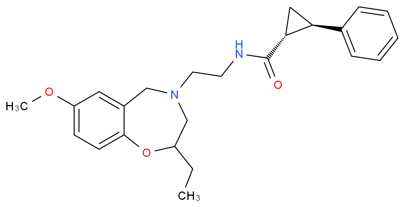 (1R*,2R*)-N-[2-(2-ethyl-7-methoxy-2,3-dihydro-1,4-benzoxazepin-4(5H)-yl)ethyl]-2-phenylcyclopropanecarboxamide_Molecular_structure_CAS_)