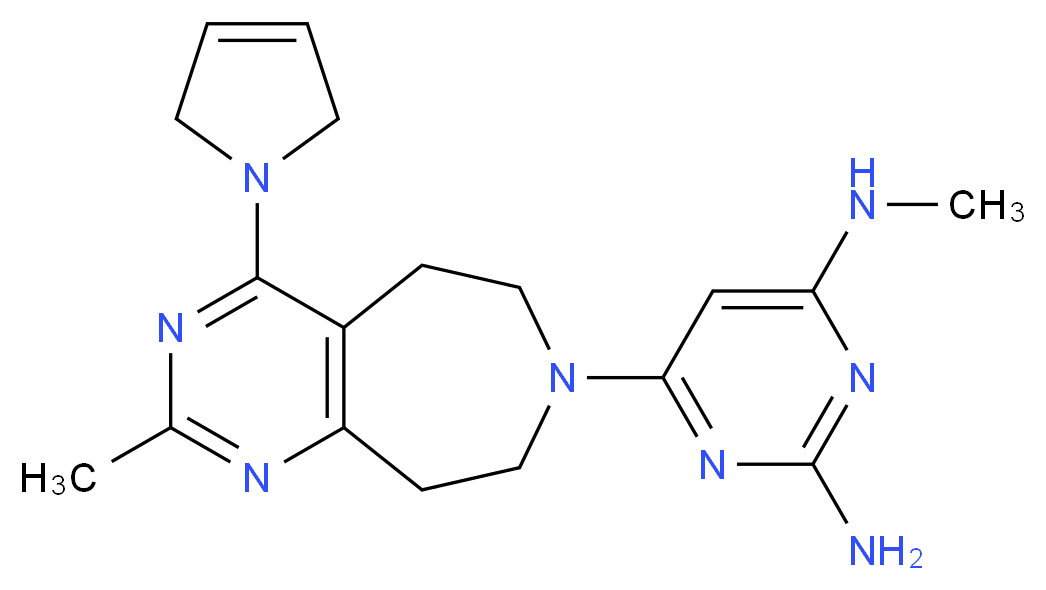 6-[4-(2,5-dihydro-1H-pyrrol-1-yl)-2-methyl-5,6,8,9-tetrahydro-7H-pyrimido[4,5-d]azepin-7-yl]-N~4~-methylpyrimidine-2,4-diamine_Molecular_structure_CAS_)