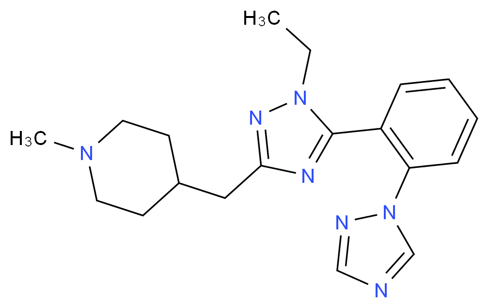 4-({1-ethyl-5-[2-(1H-1,2,4-triazol-1-yl)phenyl]-1H-1,2,4-triazol-3-yl}methyl)-1-methylpiperidine_Molecular_structure_CAS_)