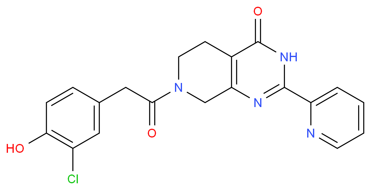 7-[(3-chloro-4-hydroxyphenyl)acetyl]-2-(2-pyridinyl)-5,6,7,8-tetrahydropyrido[3,4-d]pyrimidin-4(3H)-one_Molecular_structure_CAS_)