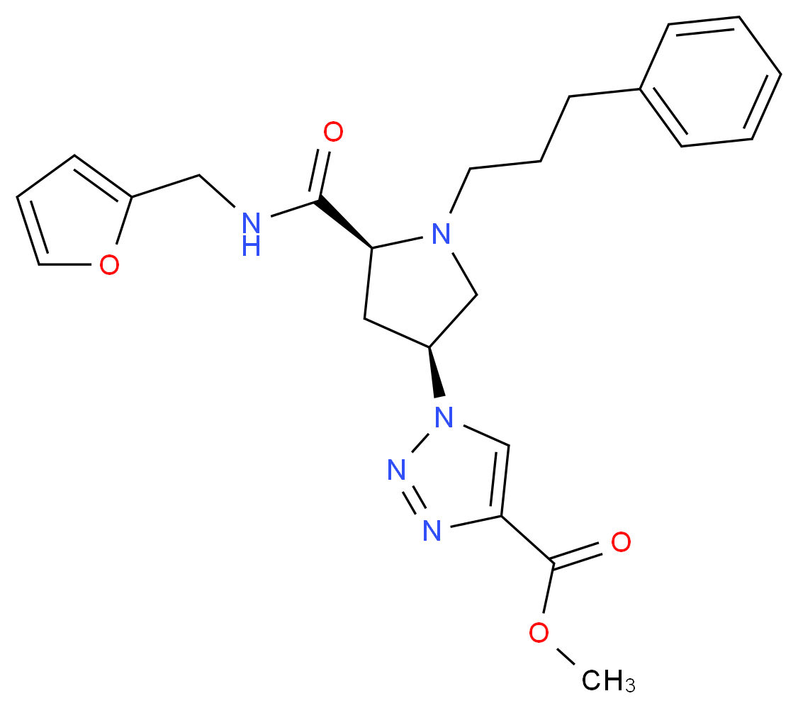 methyl 1-[(3S,5S)-5-{[(2-furylmethyl)amino]carbonyl}-1-(3-phenylpropyl)-3-pyrrolidinyl]-1H-1,2,3-triazole-4-carboxylate_Molecular_structure_CAS_)