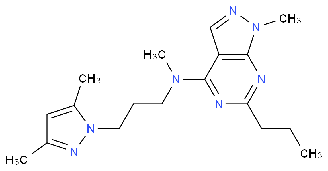 N-[3-(3,5-dimethyl-1H-pyrazol-1-yl)propyl]-N,1-dimethyl-6-propyl-1H-pyrazolo[3,4-d]pyrimidin-4-amine_Molecular_structure_CAS_)