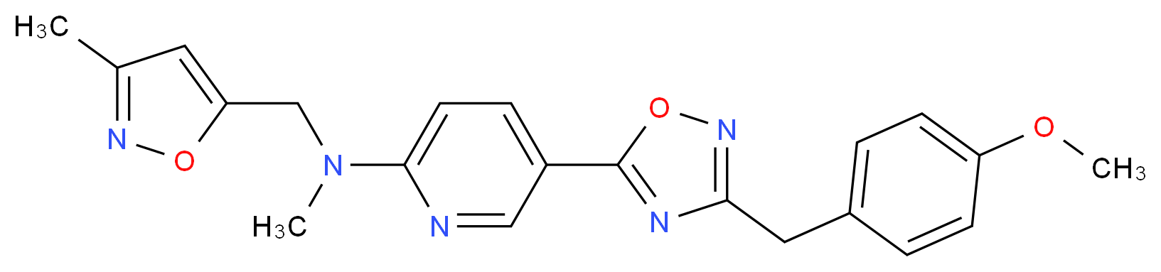5-[3-(4-methoxybenzyl)-1,2,4-oxadiazol-5-yl]-N-methyl-N-[(3-methyl-5-isoxazolyl)methyl]-2-pyridinamine_Molecular_structure_CAS_)