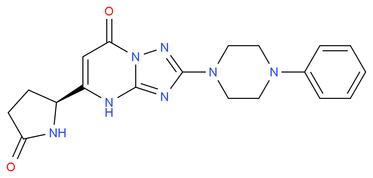 5-[(2S)-5-oxopyrrolidin-2-yl]-2-(4-phenylpiperazin-1-yl)[1,2,4]triazolo[1,5-a]pyrimidin-7(4H)-one_Molecular_structure_CAS_)