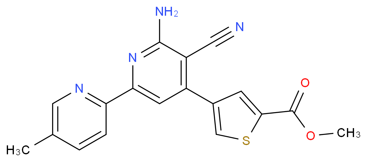 methyl 4-(6-amino-5-cyano-5'-methyl-2,2'-bipyridin-4-yl)thiophene-2-carboxylate_Molecular_structure_CAS_)