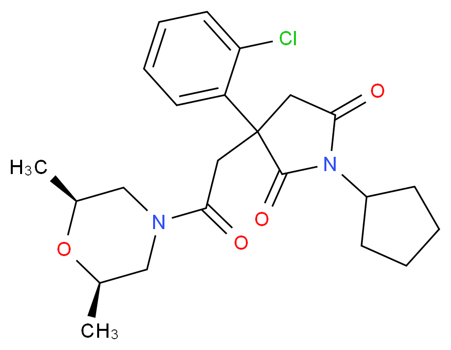 3-(2-chlorophenyl)-1-cyclopentyl-3-{2-[(2R*,6S*)-2,6-dimethyl-4-morpholinyl]-2-oxoethyl}-2,5-pyrrolidinedione_Molecular_structure_CAS_)