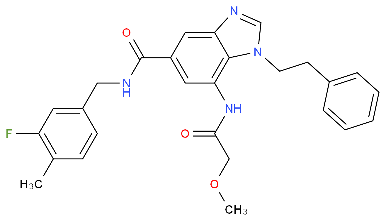 N-(3-fluoro-4-methylbenzyl)-7-[(methoxyacetyl)amino]-1-(2-phenylethyl)-1H-benzimidazole-5-carboxamide_Molecular_structure_CAS_)