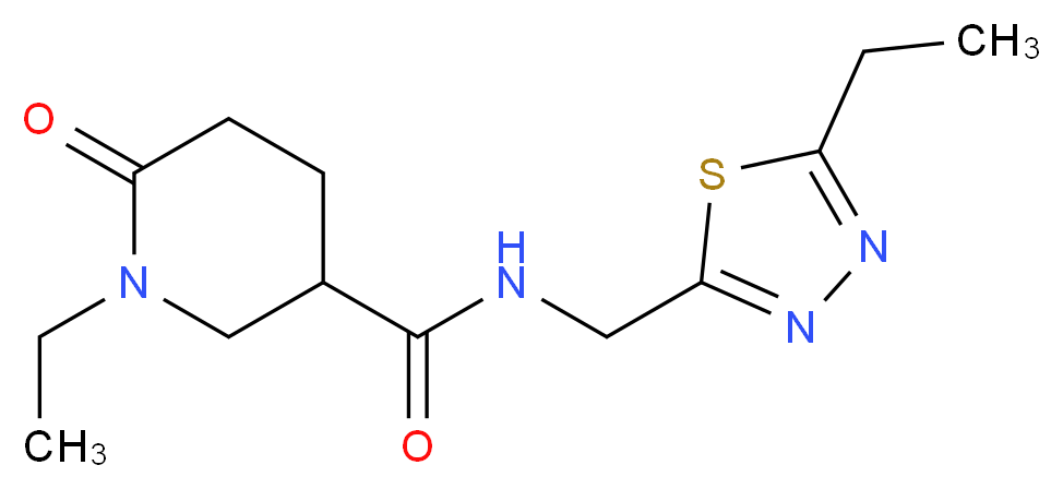 1-ethyl-N-[(5-ethyl-1,3,4-thiadiazol-2-yl)methyl]-6-oxo-3-piperidinecarboxamide_Molecular_structure_CAS_)